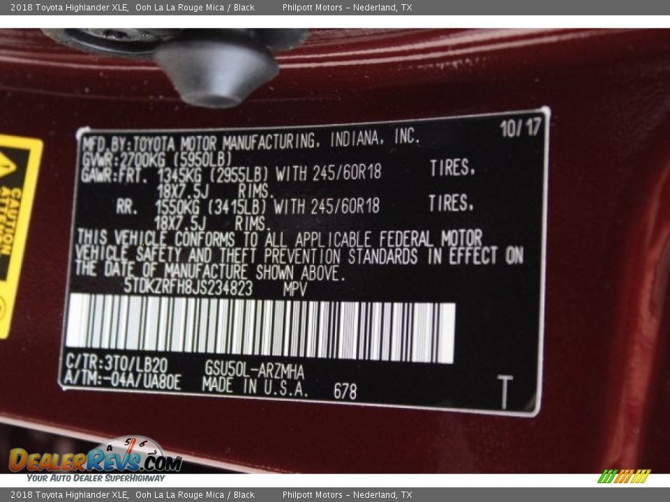 2018 Toyota Highlander XLE Ooh La La Rouge Mica / Black Photo #28