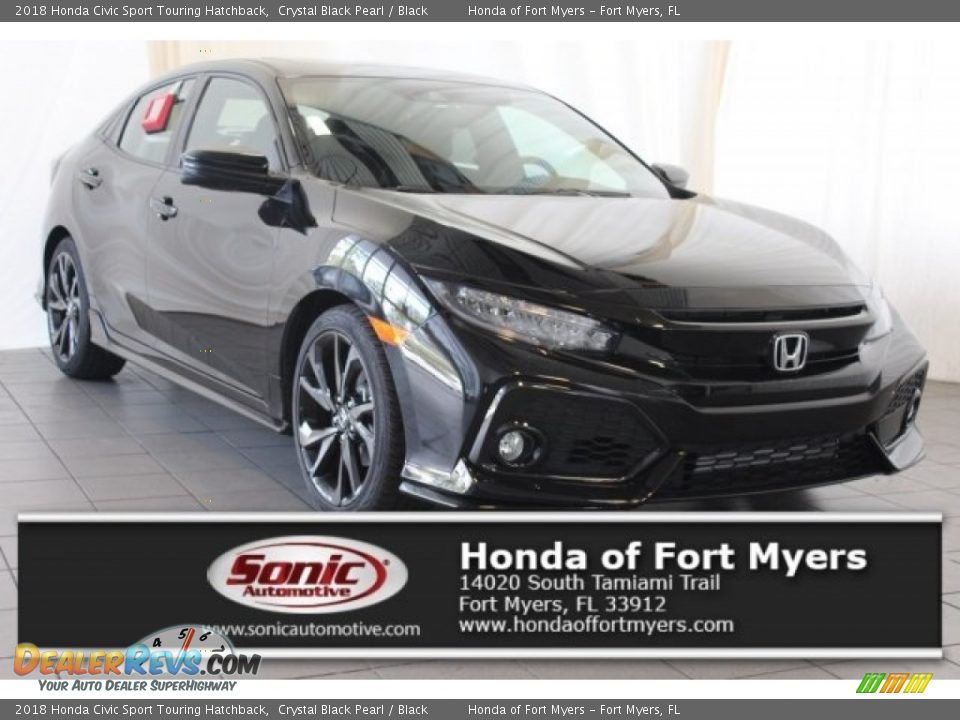 2018 Honda Civic Sport Touring Hatchback Crystal Black Pearl / Black Photo #1