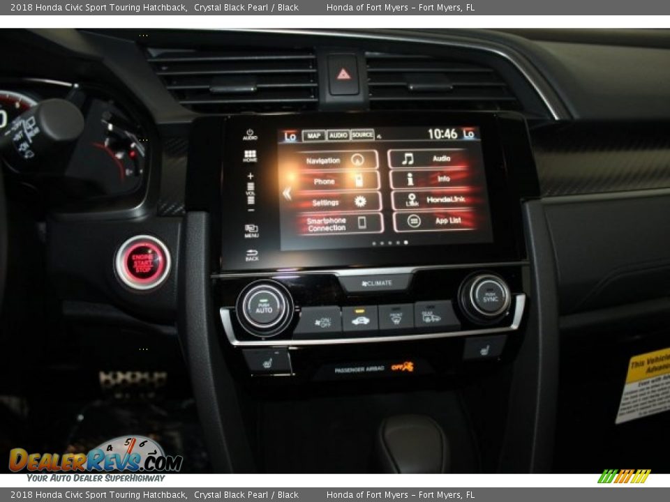 2018 Honda Civic Sport Touring Hatchback Crystal Black Pearl / Black Photo #15