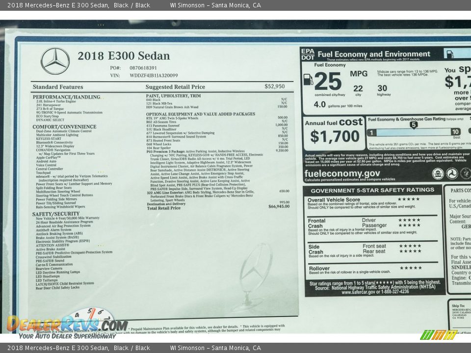 2018 Mercedes-Benz E 300 Sedan Black / Black Photo #10