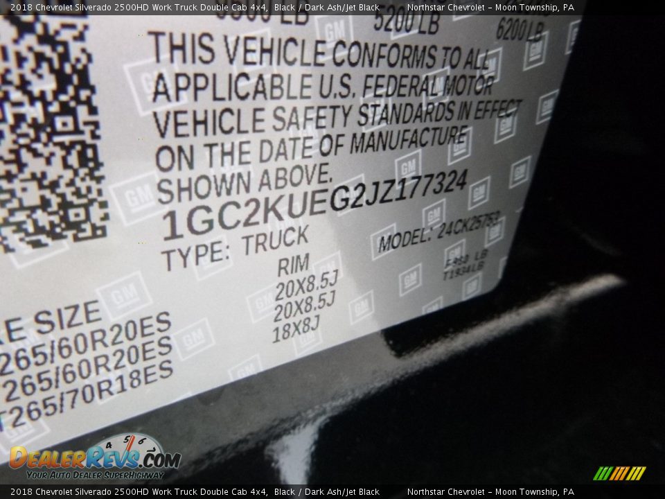 2018 Chevrolet Silverado 2500HD Work Truck Double Cab 4x4 Black / Dark Ash/Jet Black Photo #16