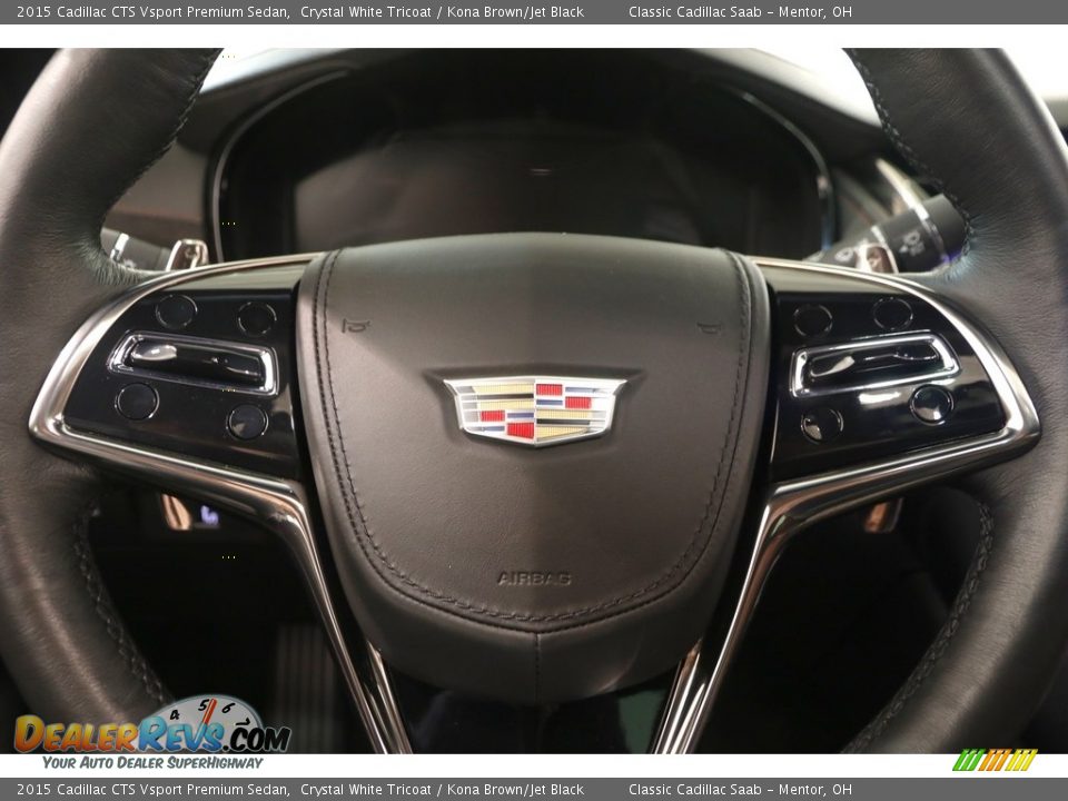 2015 Cadillac CTS Vsport Premium Sedan Crystal White Tricoat / Kona Brown/Jet Black Photo #6