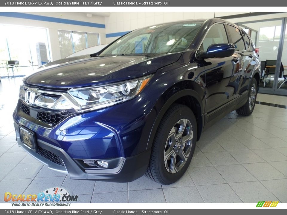 2018 Honda CR-V EX AWD Obsidian Blue Pearl / Gray Photo #1