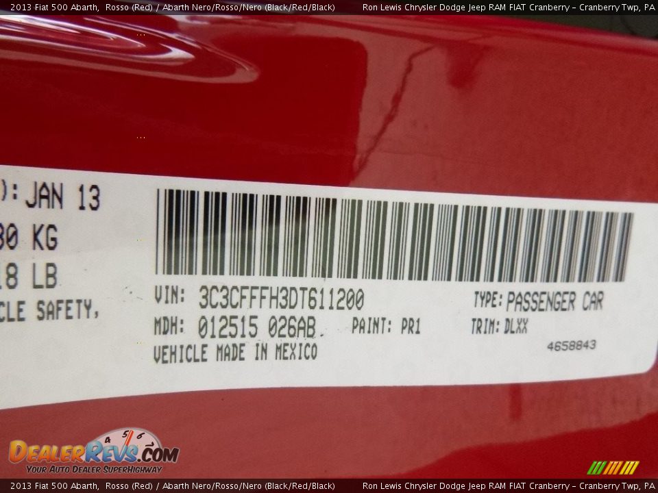 2013 Fiat 500 Abarth Rosso (Red) / Abarth Nero/Rosso/Nero (Black/Red/Black) Photo #16