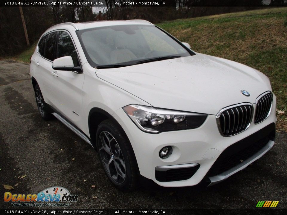 2018 BMW X1 xDrive28i Alpine White / Canberra Beige Photo #6