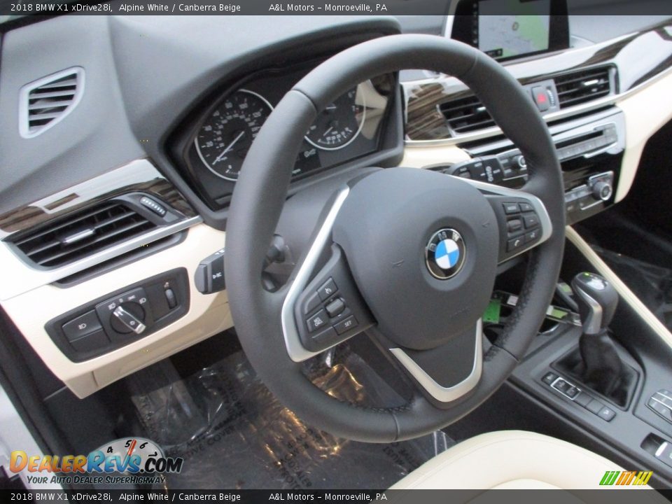 2018 BMW X1 xDrive28i Alpine White / Canberra Beige Photo #13