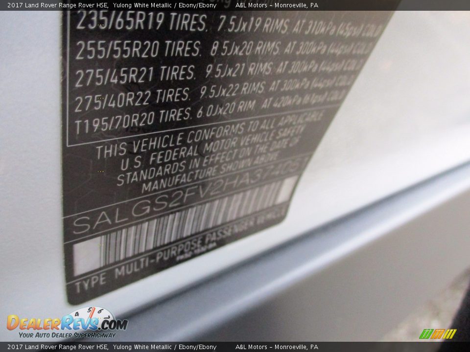 2017 Land Rover Range Rover HSE Yulong White Metallic / Ebony/Ebony Photo #19