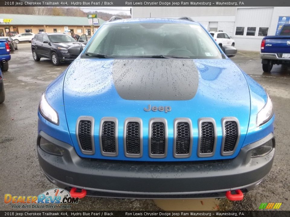 2018 Jeep Cherokee Trailhawk 4x4 Hydro Blue Pearl / Black Photo #8