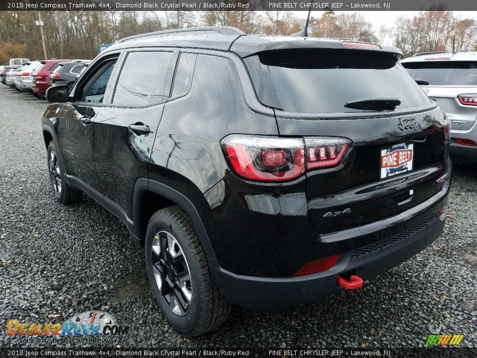 2018 Jeep Compass Trailhawk 4x4 Diamond Black Crystal Pearl / Black/Ruby Red Photo #4