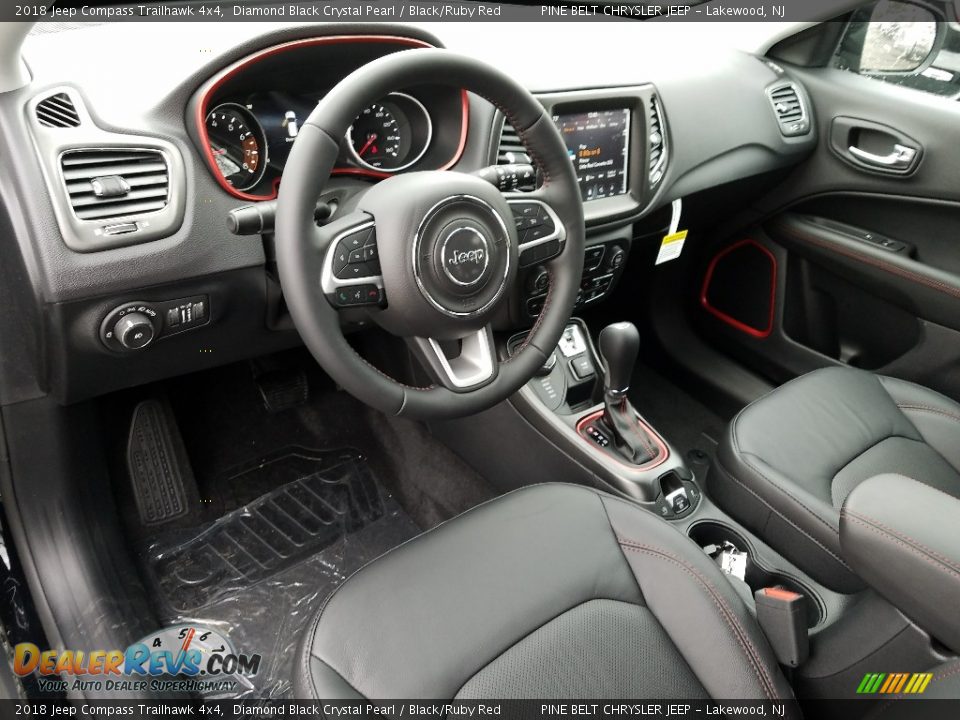 2018 Jeep Compass Trailhawk 4x4 Diamond Black Crystal Pearl / Black/Ruby Red Photo #7