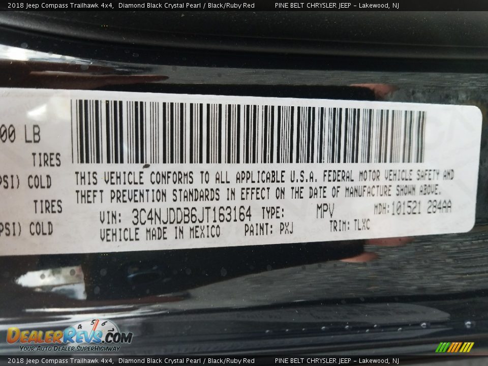 2018 Jeep Compass Trailhawk 4x4 Diamond Black Crystal Pearl / Black/Ruby Red Photo #8