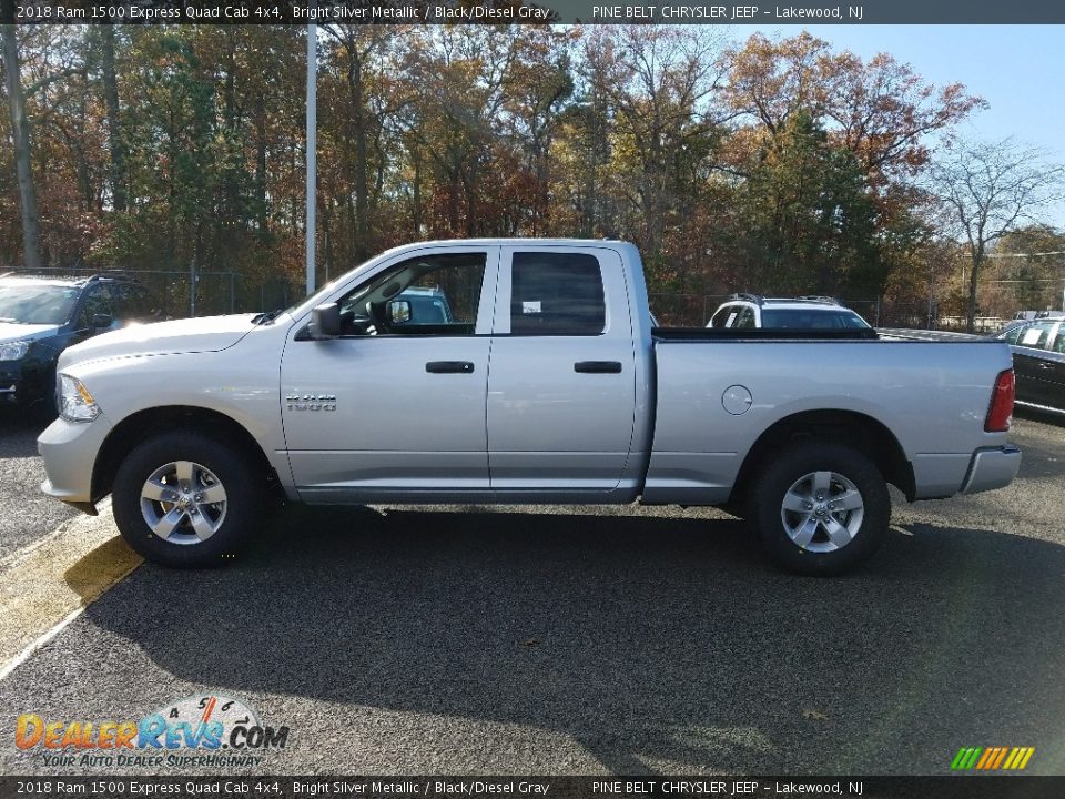 2018 Ram 1500 Express Quad Cab 4x4 Bright Silver Metallic / Black/Diesel Gray Photo #3