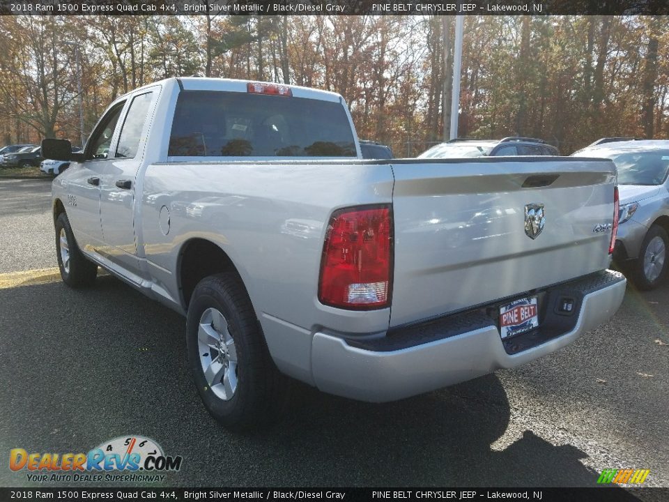 2018 Ram 1500 Express Quad Cab 4x4 Bright Silver Metallic / Black/Diesel Gray Photo #4