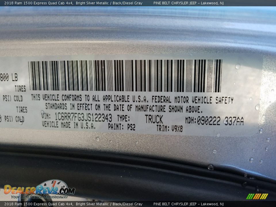 2018 Ram 1500 Express Quad Cab 4x4 Bright Silver Metallic / Black/Diesel Gray Photo #9