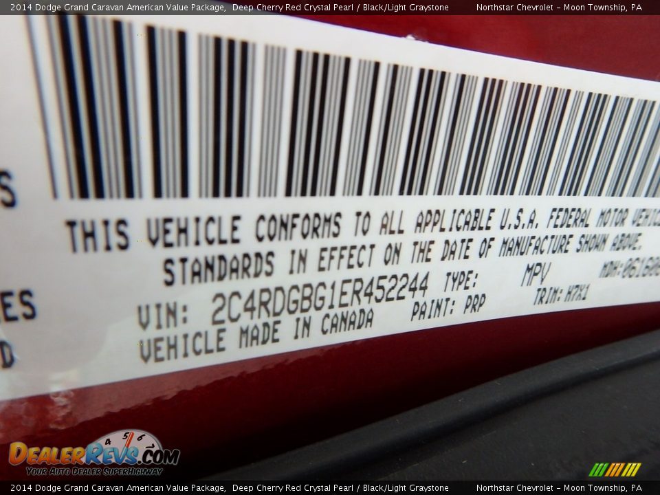 2014 Dodge Grand Caravan American Value Package Deep Cherry Red Crystal Pearl / Black/Light Graystone Photo #29