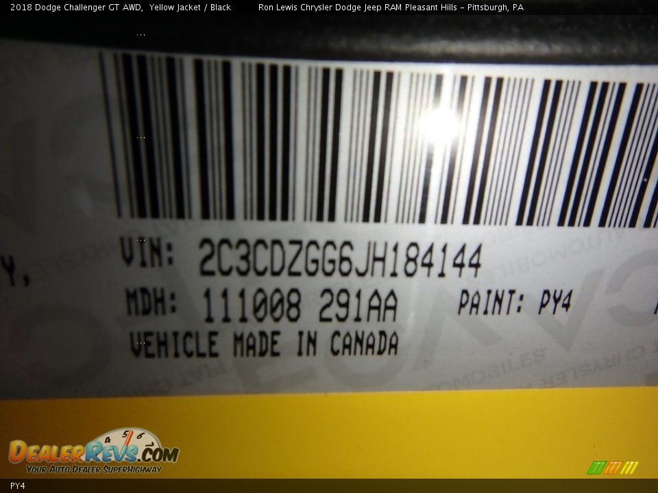 Dodge Color Code PY4 Yellow Jacket