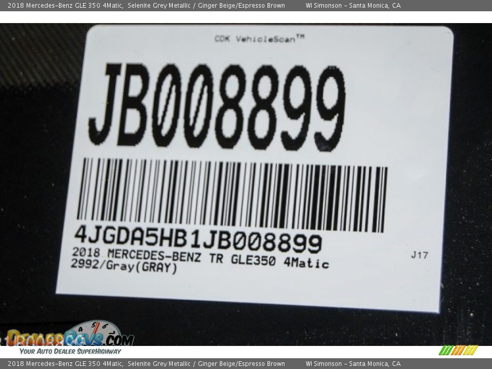 2018 Mercedes-Benz GLE 350 4Matic Selenite Grey Metallic / Ginger Beige/Espresso Brown Photo #11