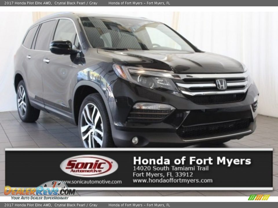 2017 Honda Pilot Elite AWD Crystal Black Pearl / Gray Photo #1