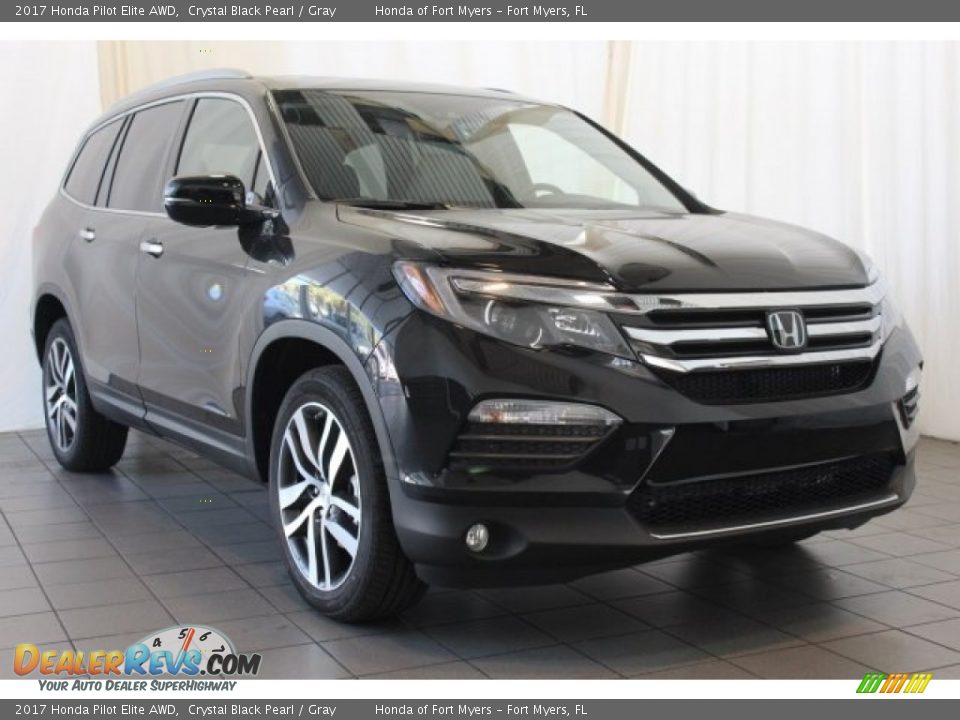2017 Honda Pilot Elite AWD Crystal Black Pearl / Gray Photo #2