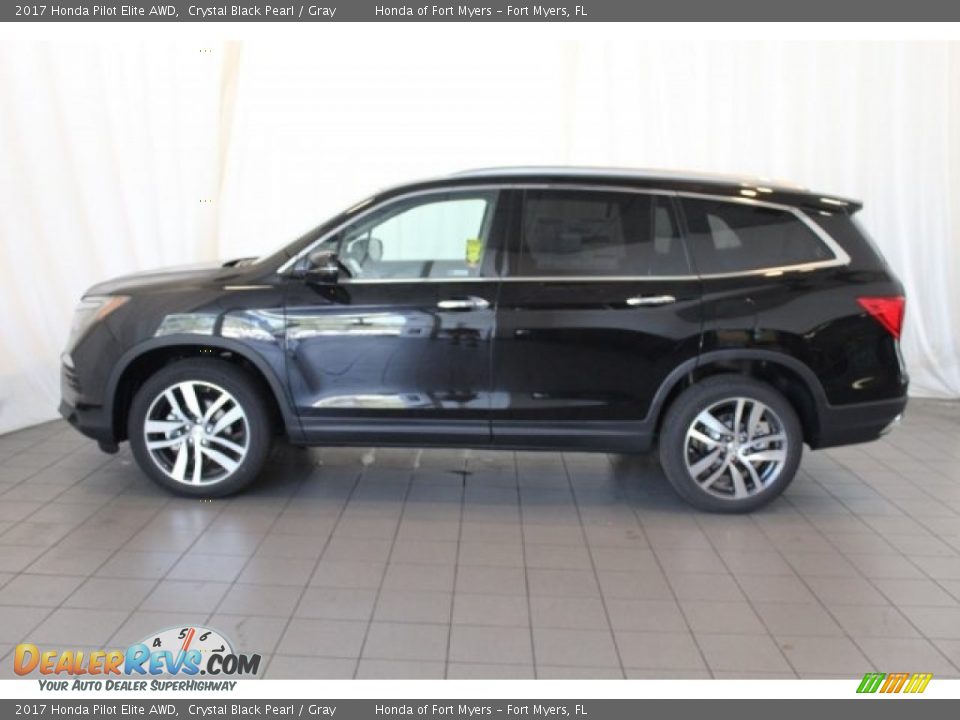 2017 Honda Pilot Elite AWD Crystal Black Pearl / Gray Photo #5