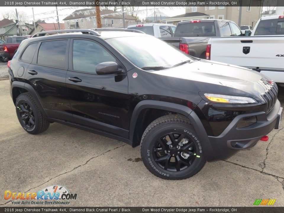 2018 Jeep Cherokee Trailhawk 4x4 Diamond Black Crystal Pearl / Black Photo #2