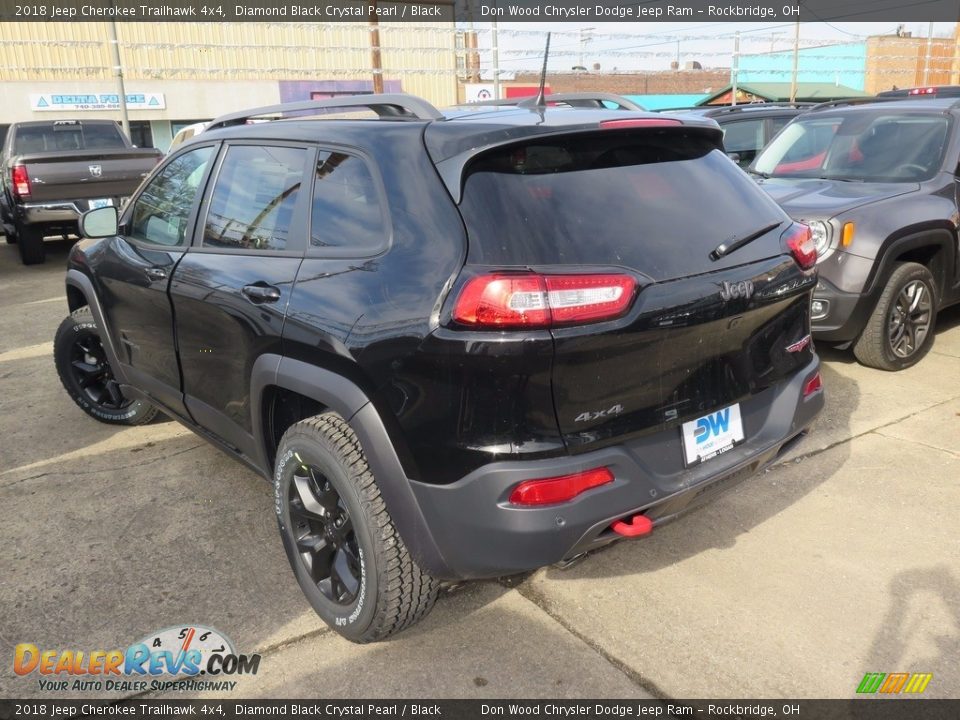 2018 Jeep Cherokee Trailhawk 4x4 Diamond Black Crystal Pearl / Black Photo #7