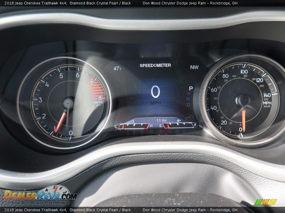 2018 Jeep Cherokee Trailhawk 4x4 Diamond Black Crystal Pearl / Black Photo #12