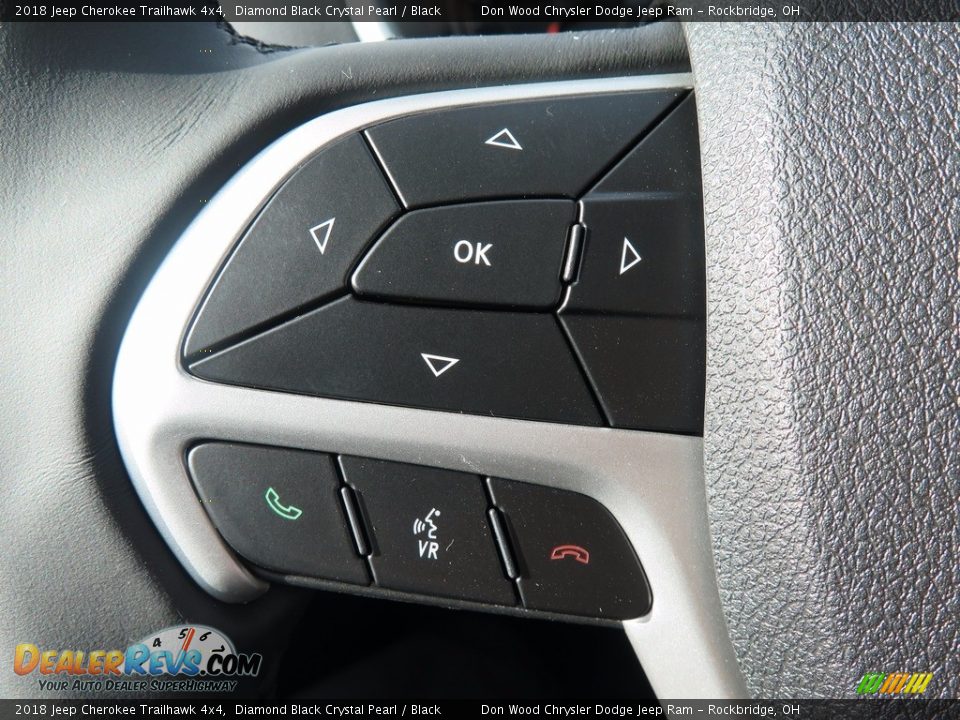 2018 Jeep Cherokee Trailhawk 4x4 Diamond Black Crystal Pearl / Black Photo #22