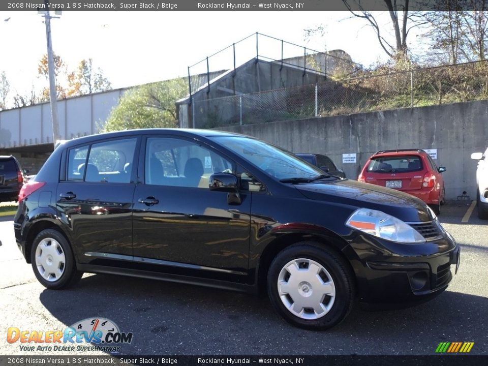 2008 Nissan Versa 1.8 S Hatchback Super Black / Beige Photo #3