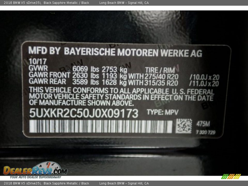 2018 BMW X5 sDrive35i Black Sapphire Metallic / Black Photo #12