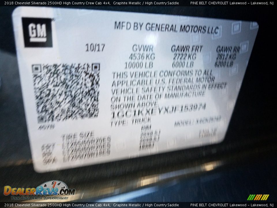 2018 Chevrolet Silverado 2500HD High Country Crew Cab 4x4 Graphite Metallic / High Country Saddle Photo #10