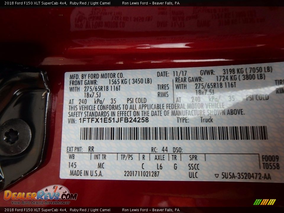 2018 Ford F150 XLT SuperCab 4x4 Ruby Red / Light Camel Photo #14
