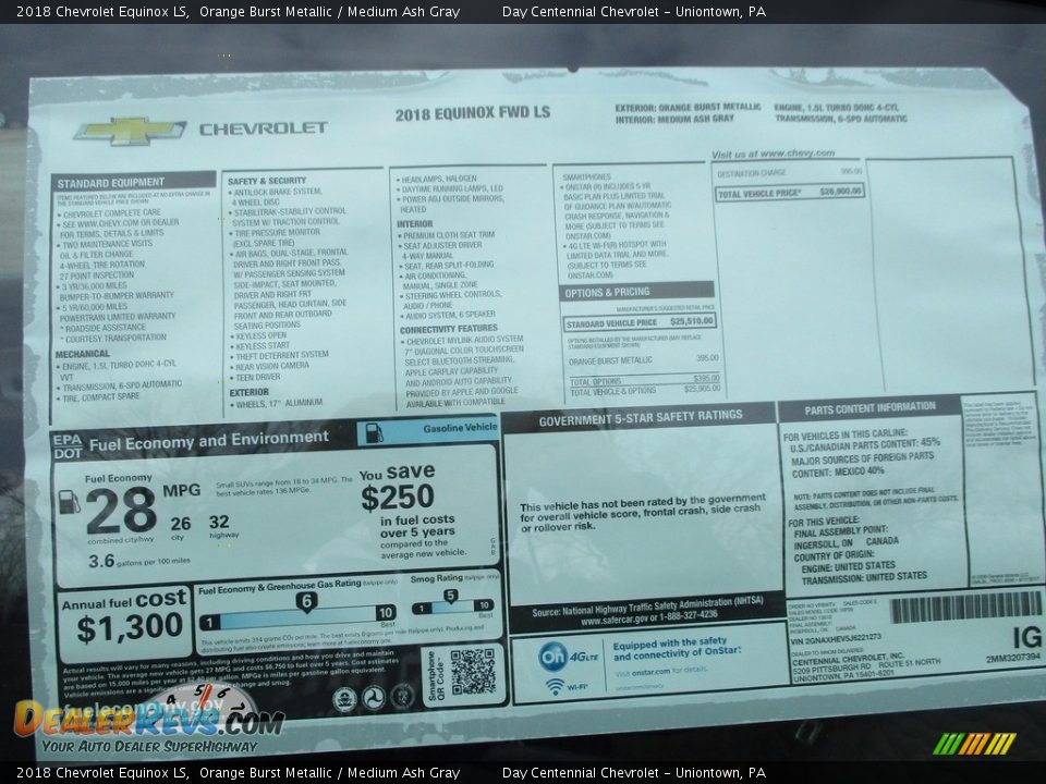 2018 Chevrolet Equinox LS Orange Burst Metallic / Medium Ash Gray Photo #4