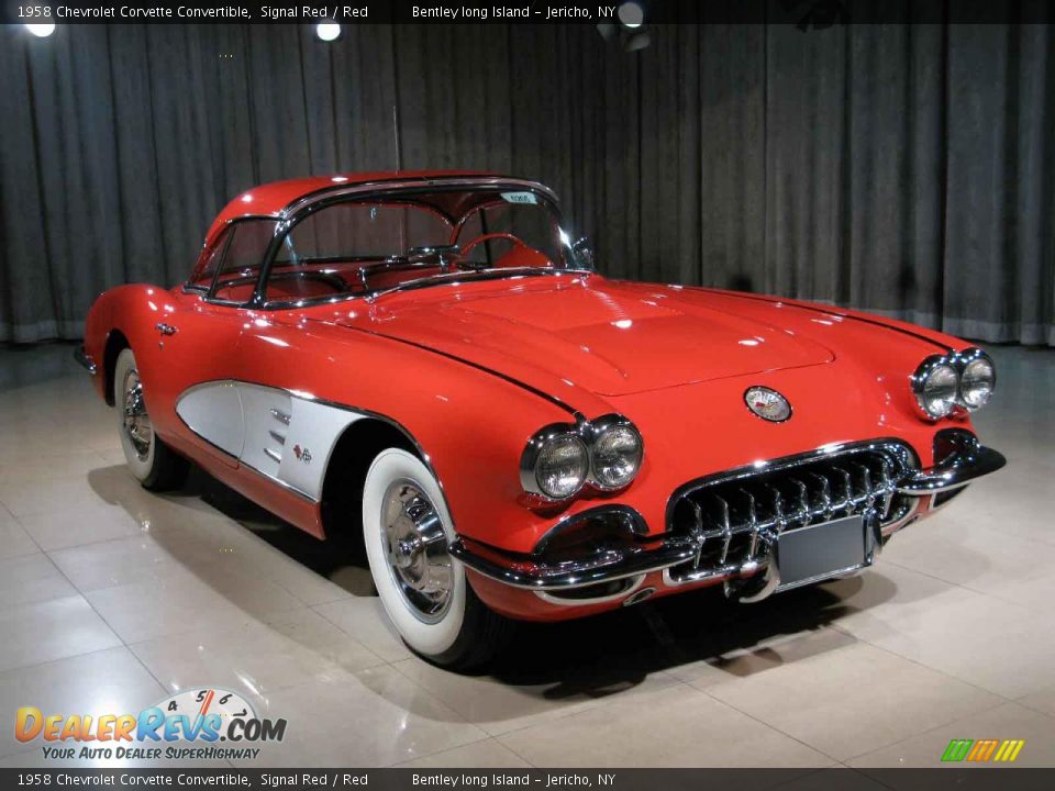 1958 Chevrolet Corvette Convertible Signal Red / Red Photo #3