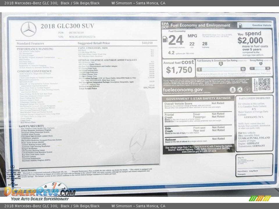 2018 Mercedes-Benz GLC 300 Black / Silk Beige/Black Photo #1