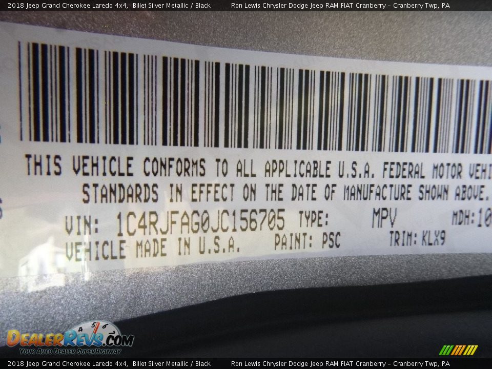 2018 Jeep Grand Cherokee Laredo 4x4 Billet Silver Metallic / Black Photo #14