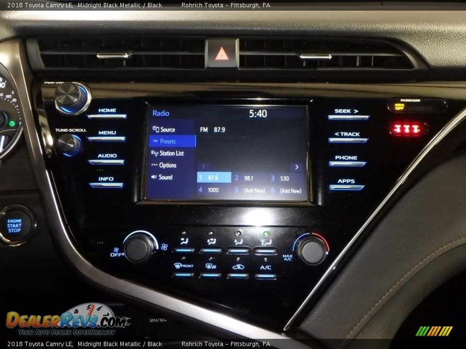 2018 Toyota Camry LE Midnight Black Metallic / Black Photo #12