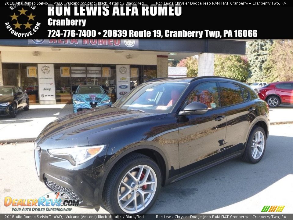 2018 Alfa Romeo Stelvio Ti AWD Vulcano (Volcano) Black Metallic / Black/Red Photo #1