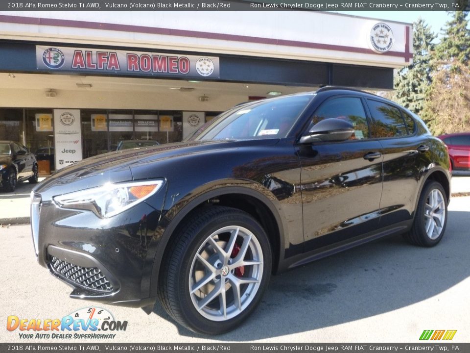 2018 Alfa Romeo Stelvio Ti AWD Vulcano (Volcano) Black Metallic / Black/Red Photo #2