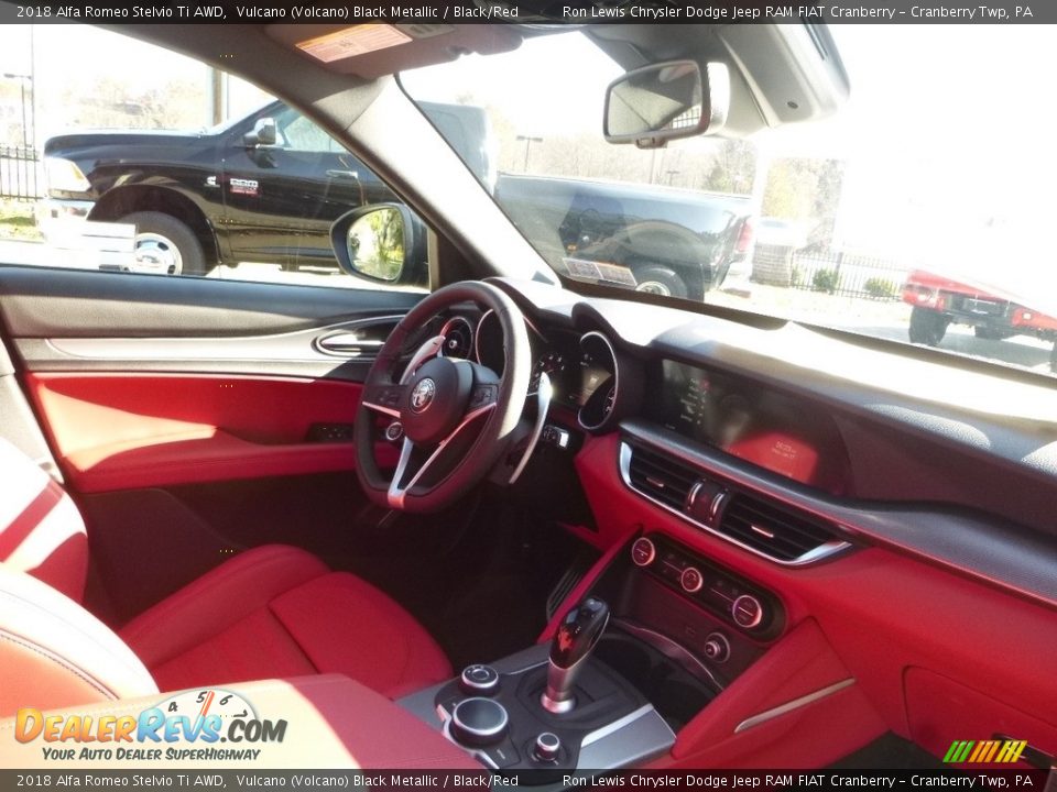 2018 Alfa Romeo Stelvio Ti AWD Vulcano (Volcano) Black Metallic / Black/Red Photo #15