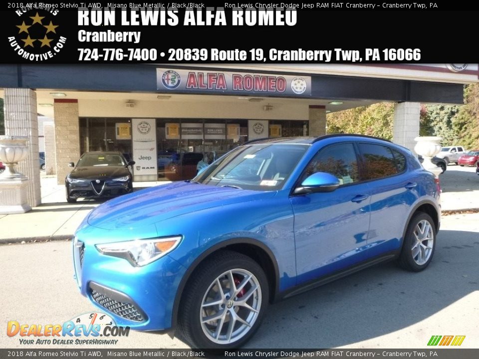 2018 Alfa Romeo Stelvio Ti AWD Misano Blue Metallic / Black/Black Photo #1