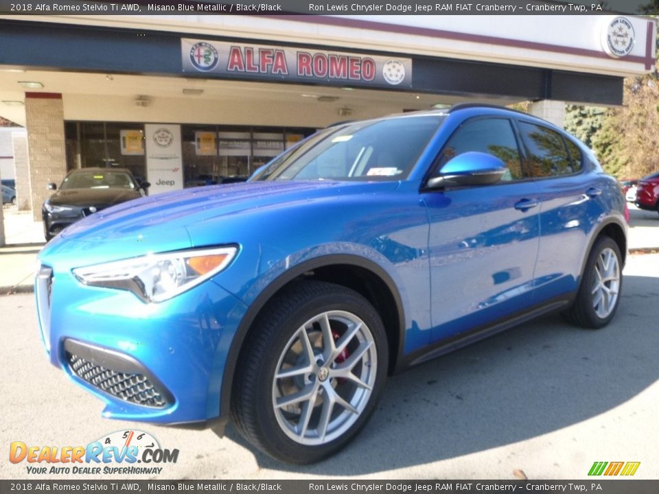 2018 Alfa Romeo Stelvio Ti AWD Misano Blue Metallic / Black/Black Photo #2