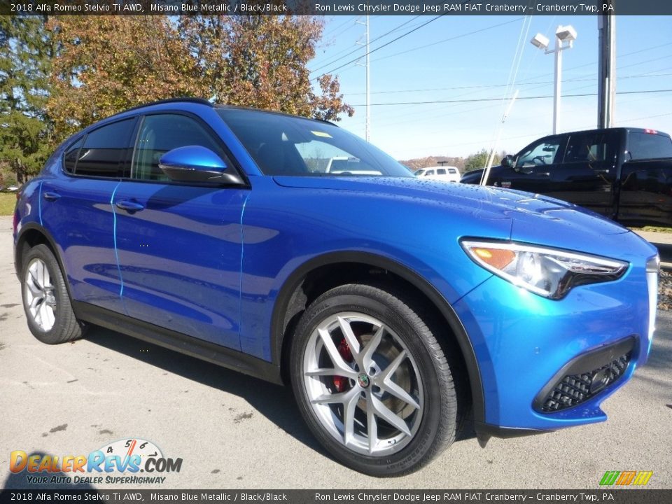 2018 Alfa Romeo Stelvio Ti AWD Misano Blue Metallic / Black/Black Photo #11