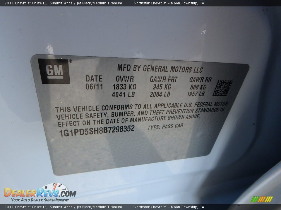 2011 Chevrolet Cruze LS Summit White / Jet Black/Medium Titanium Photo #14