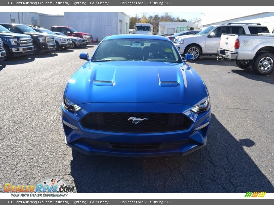 2018 Ford Mustang EcoBoost Fastback Lightning Blue / Ebony Photo #4