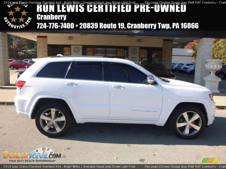 2014 Jeep Grand Cherokee Overland 4x4 Bright White / Overland Nepal Jeep Brown Light Frost Photo #1