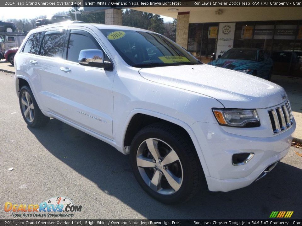 2014 Jeep Grand Cherokee Overland 4x4 Bright White / Overland Nepal Jeep Brown Light Frost Photo #3