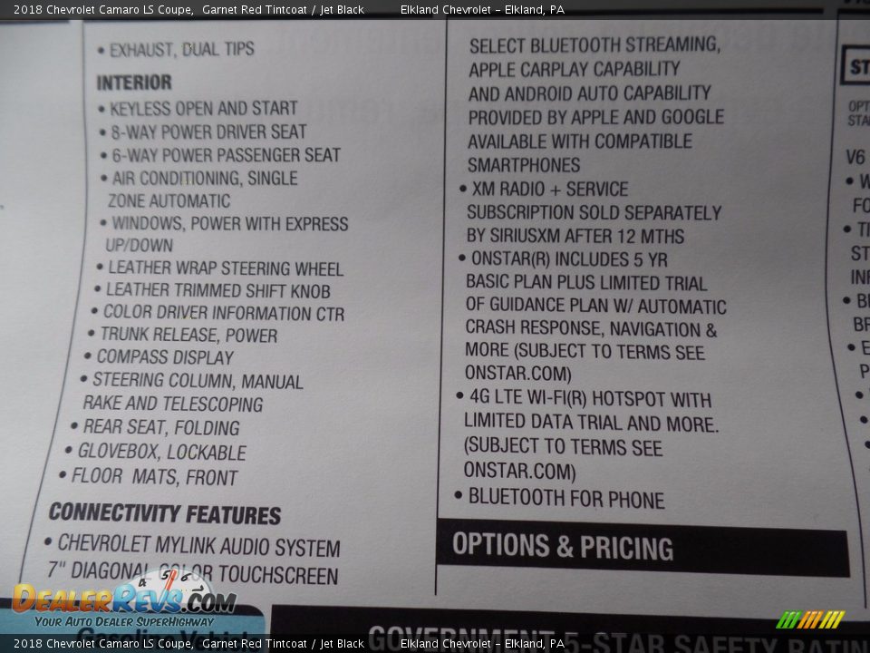 2018 Chevrolet Camaro LS Coupe Garnet Red Tintcoat / Jet Black Photo #31