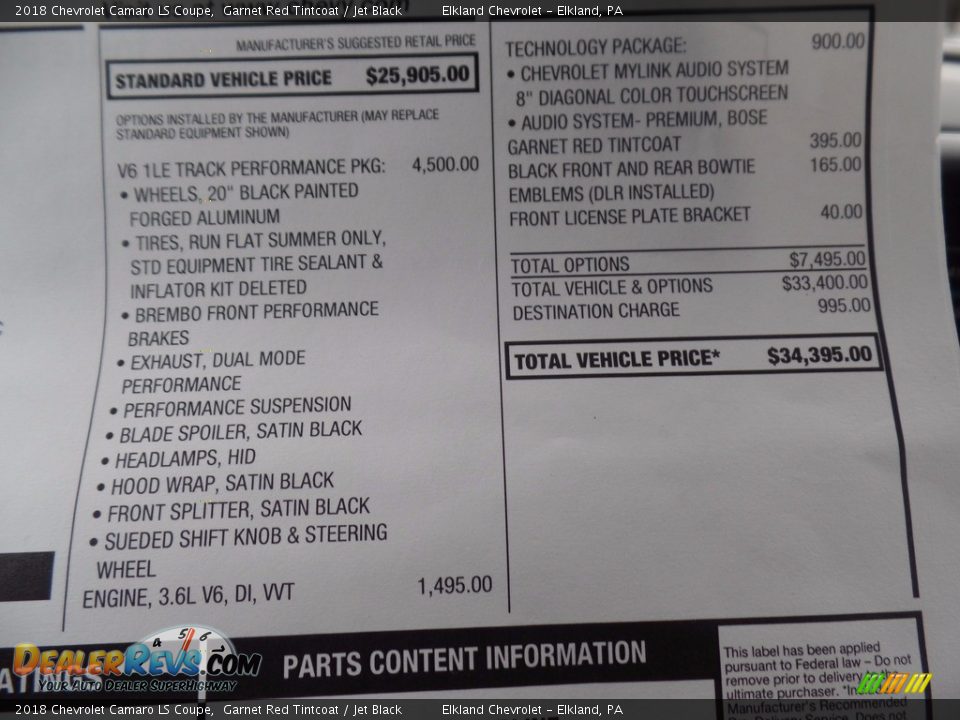 2018 Chevrolet Camaro LS Coupe Garnet Red Tintcoat / Jet Black Photo #32