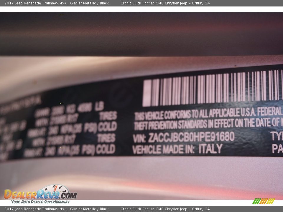 2017 Jeep Renegade Trailhawk 4x4 Glacier Metallic / Black Photo #26